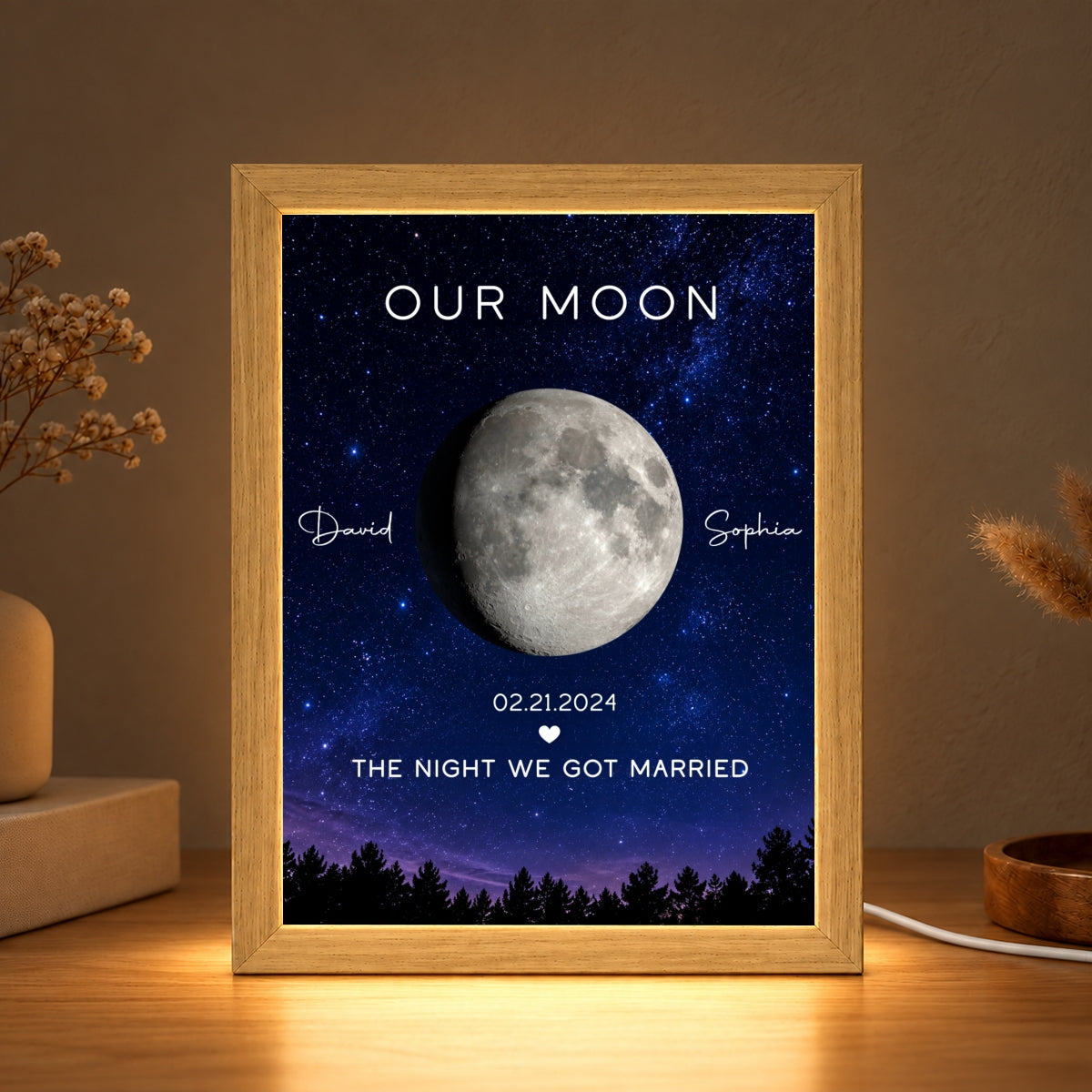 Custom Moon Phase by Date - Personalized Mirror Light Box - Heartfelt Christmas Gift for Her, for Him, Anniversary Gift for Couple