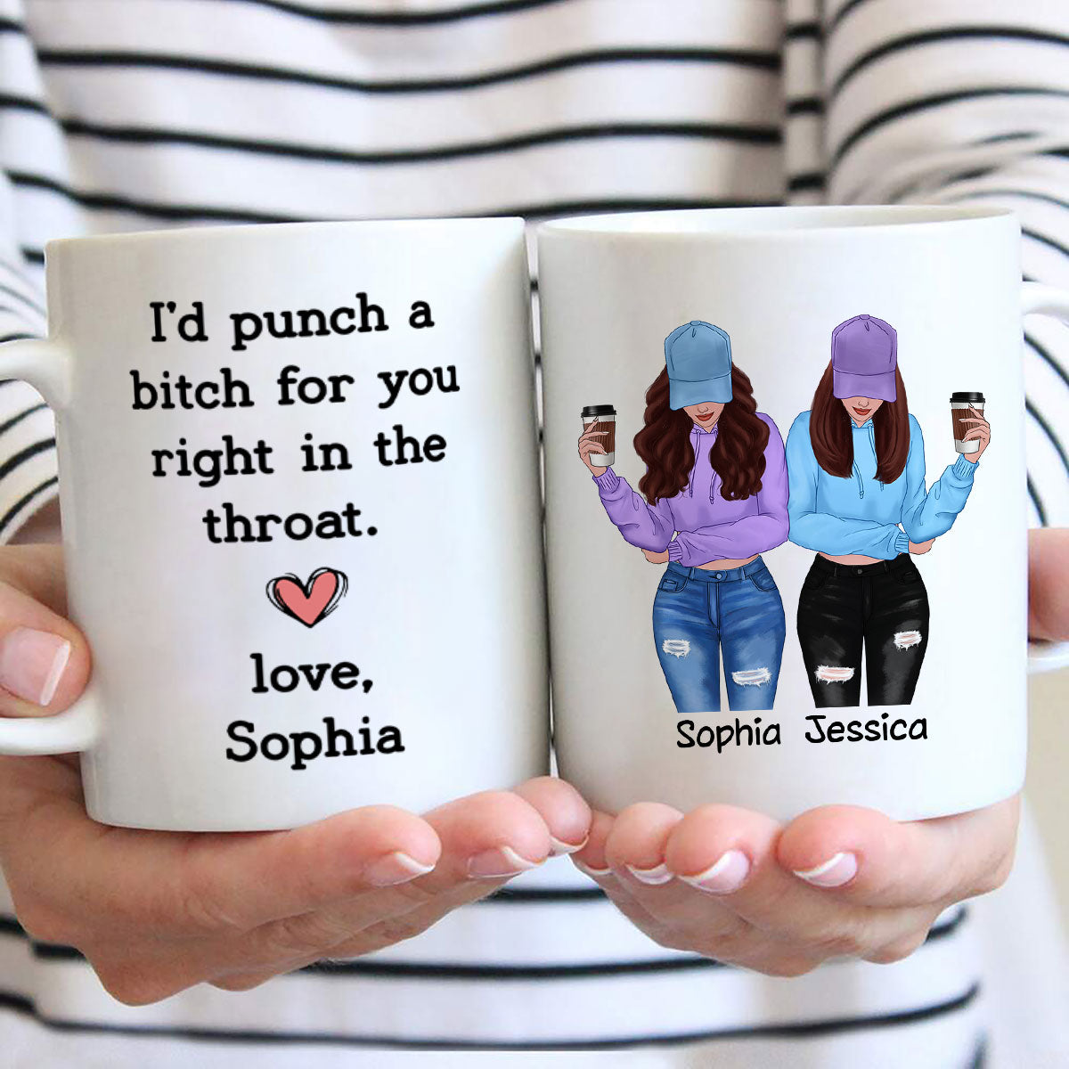 I'd Punch A Bitch For You Gift For Besties Cool Best Friends Friendship Cup Personalized Mug
