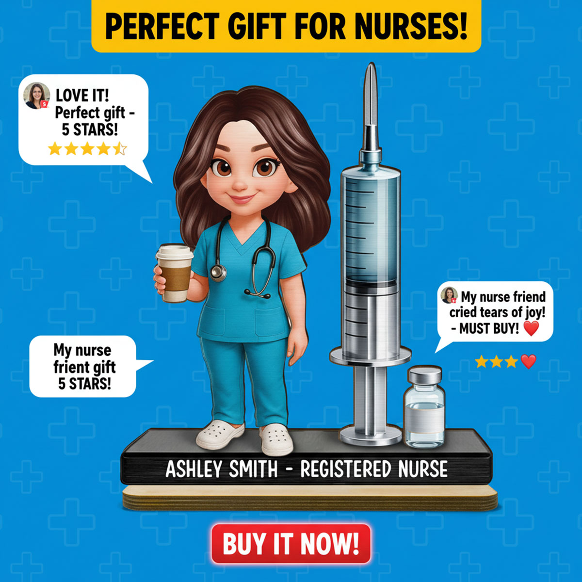 Proud Nurse - Personalized 2-Layered Wooden Plaque - Gift For Nurses