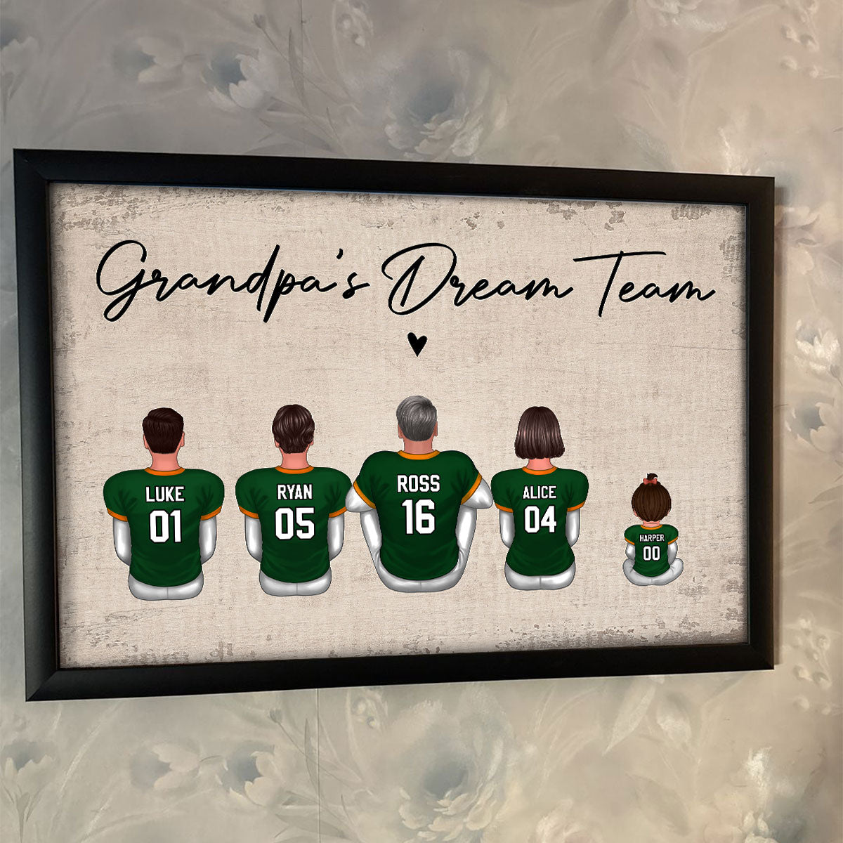 American Football GRANDPA DAD Dream Team Personalized Poster, Coolest Gift For Dad, For Grandpa, For Husband