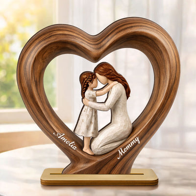 Mom and Daughter Son - Personalized 2-Layered Wooden Plaque - Mother's Day Gift for Mom, Wife