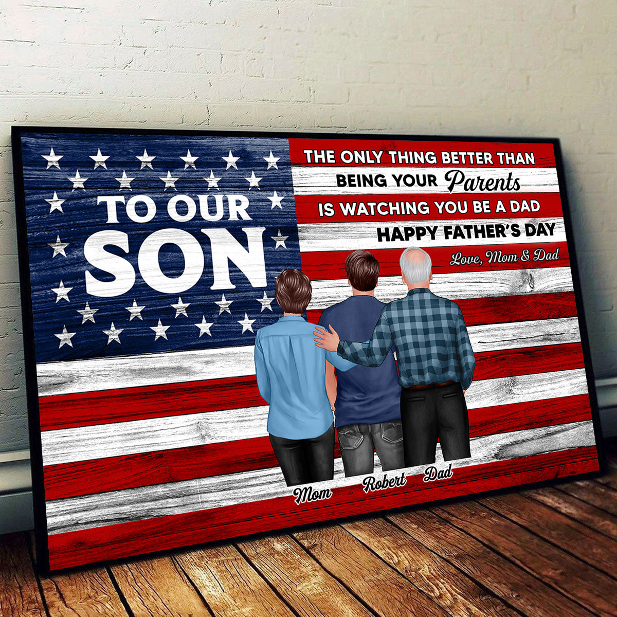 Nation Flag To My Son Happy Father's Day Personalized Poster, Heartfelt Father's Day Gift For Son