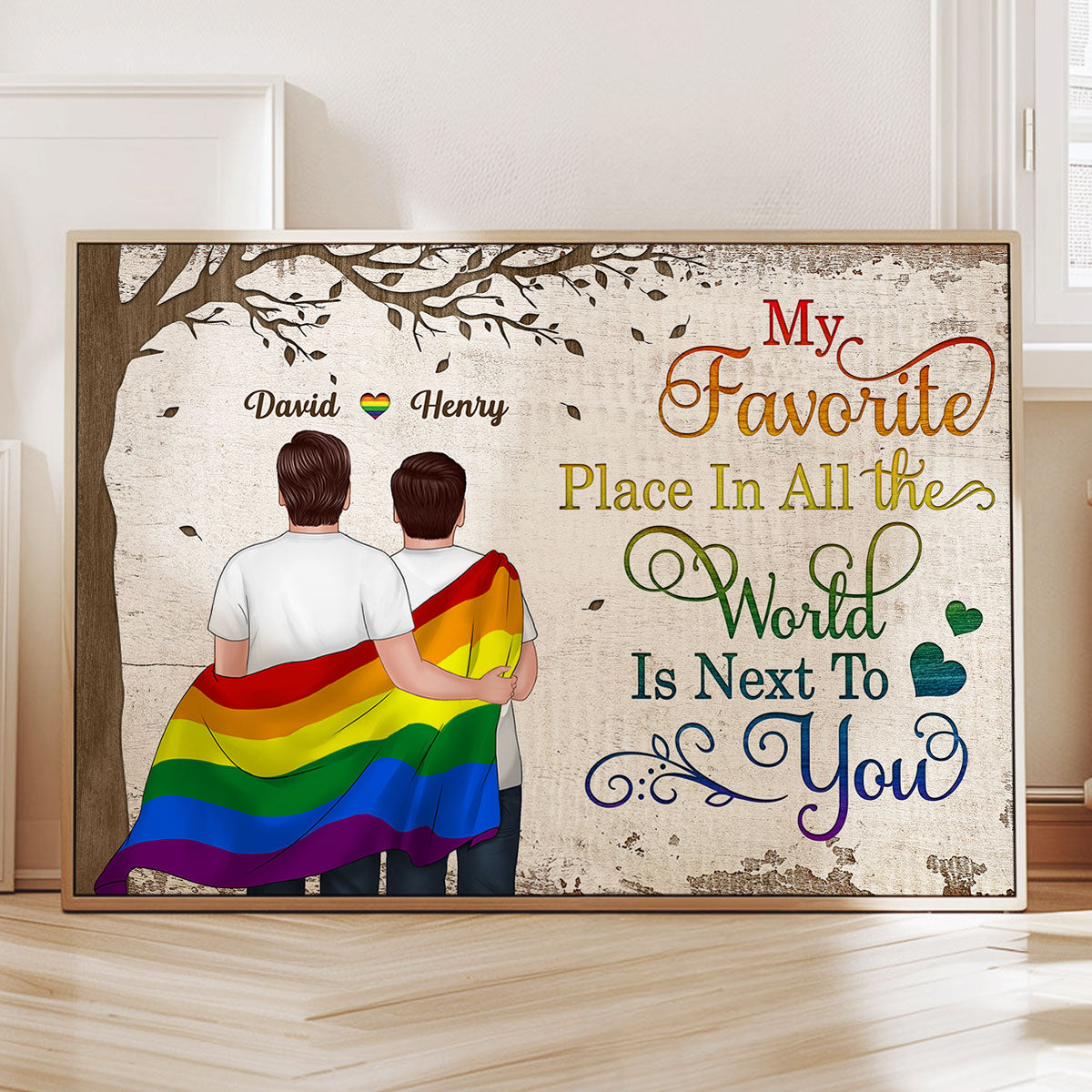 LGBT Couple My Favorite Place in All The World Pride Month Personalized Poster
