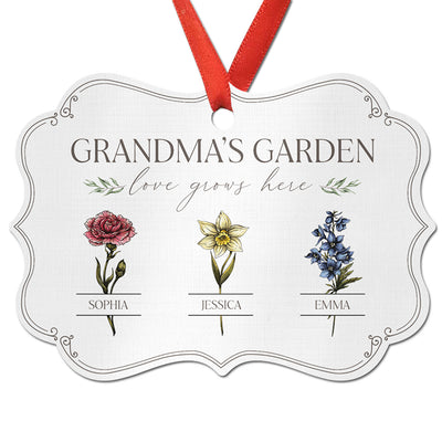 Grandma's Garden Love Grows Here Personalized Christmas Ornament, Gift For Grandma Granddaughter Grandson