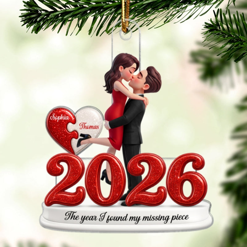 The Year I Found My Missing Piece 2D Flat - Personalized Acrylic Ornament - Christmas Keepsake for Couples