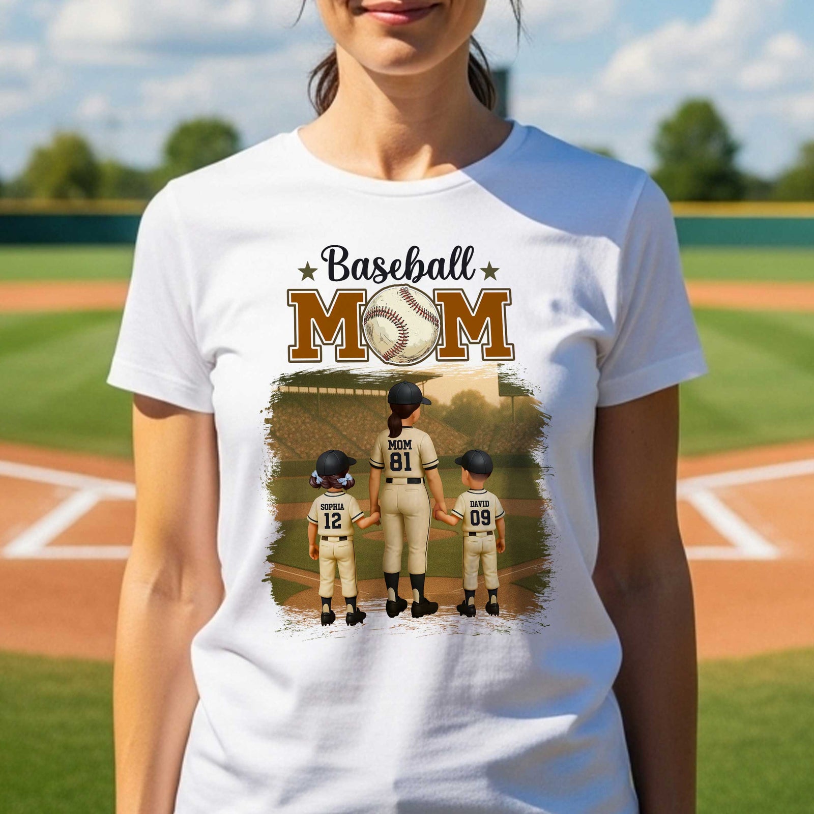 Retro Vintage Baseball Mom Personalized Shirt