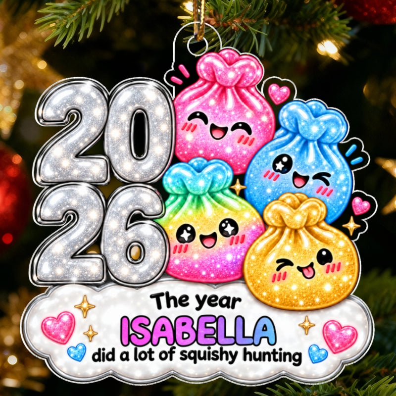 Cute Dim Sum The Year Did A Lot Of Squishy Hunting - Personalized Acrylic Ornament - Christmas Gift, Keepsake For Kids, Teenagers
