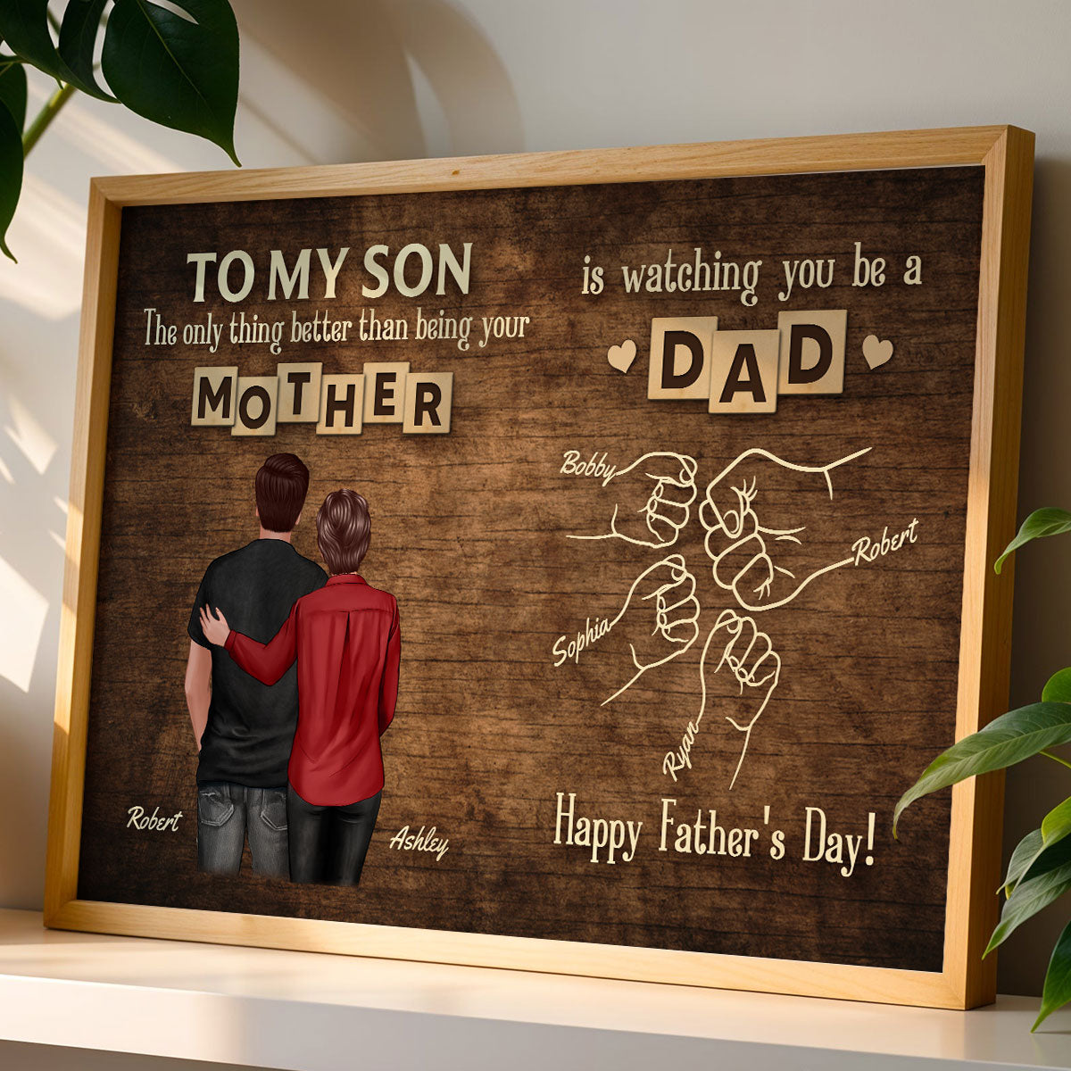 From Mom Dad To Son Watching You Be A Dad Word Tiles Fist Bump Personalized Poster, Gift For Son