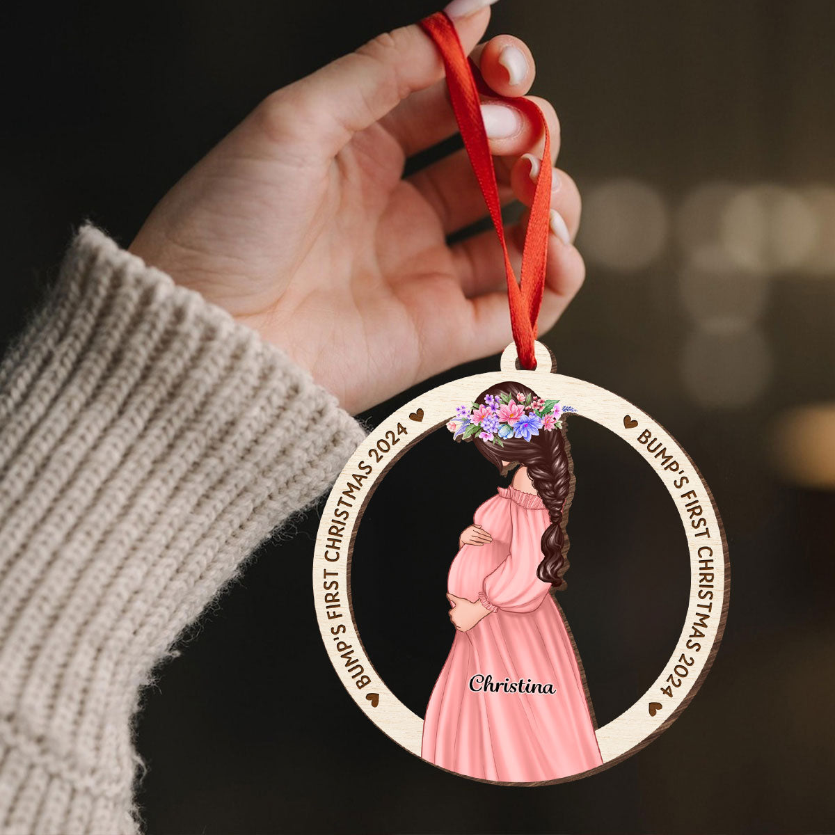 Baby Bump’s First Christmas Ornament Gift Expecting Mommy to Be Christmas Pregnancy Wooden Ornament