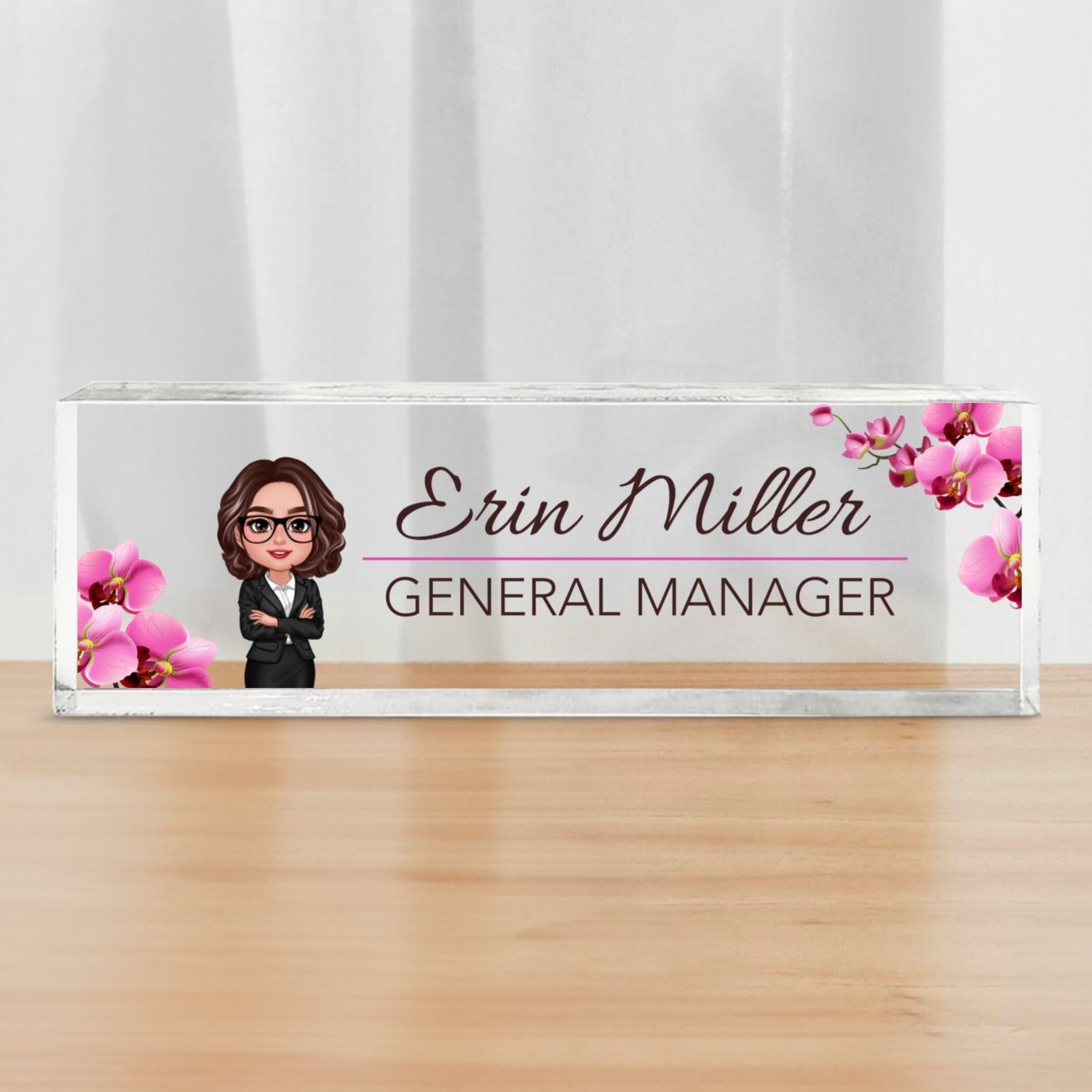 Beautiful Woman Office Personalized Acrylic Desk Name Plate, Office Desk Decor, Gift For Colleagues, Coworkers