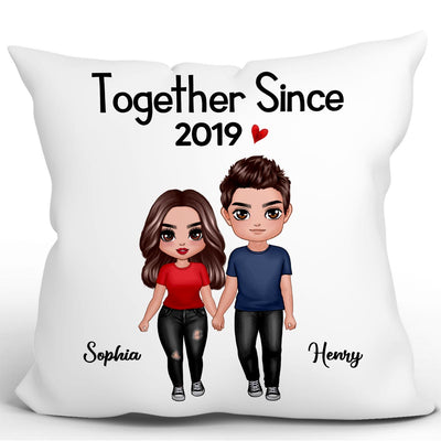 Doll Couple Standing Gift For Him For Her Personalized Pillow (Insert Included)