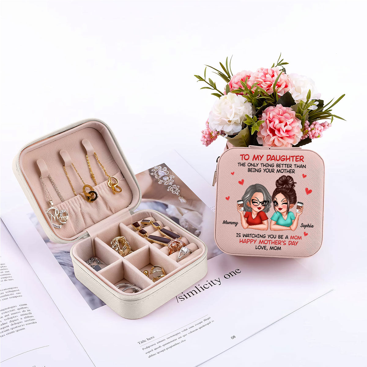 To My Daughter From Mom Happy Mother's Day Personalized Jewelry Box, Gift For Daughter