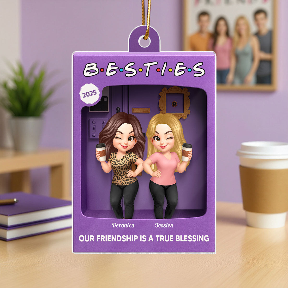 [BUY 2 GET 1 FREE] Besties Personalized Acrylic Ornament - Purple Toy Box Style Christmas Gift