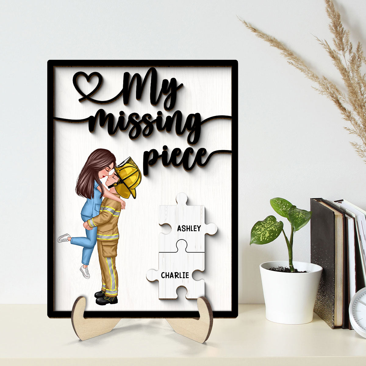 My Missing Piece Gift by Occupation Gift For Her Gift For Him - Personalized 2-Layered Wooden Plaque - Gift for Him, Gift for Her