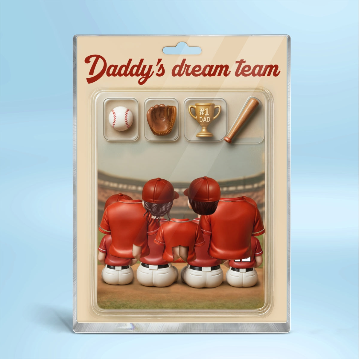 3D Effect Custom Figure Baseball Family Daddy's Dream Team Personalized Rectangle Acrylic Block Plaque