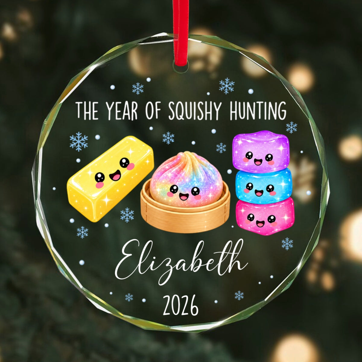 Cute The Year Of Squishy Hunting - Personalized Glass Ornament - Christmas Gift, Keepsake For Kids, Teenagers, Daughter, Granddaughter, Son, Grandson