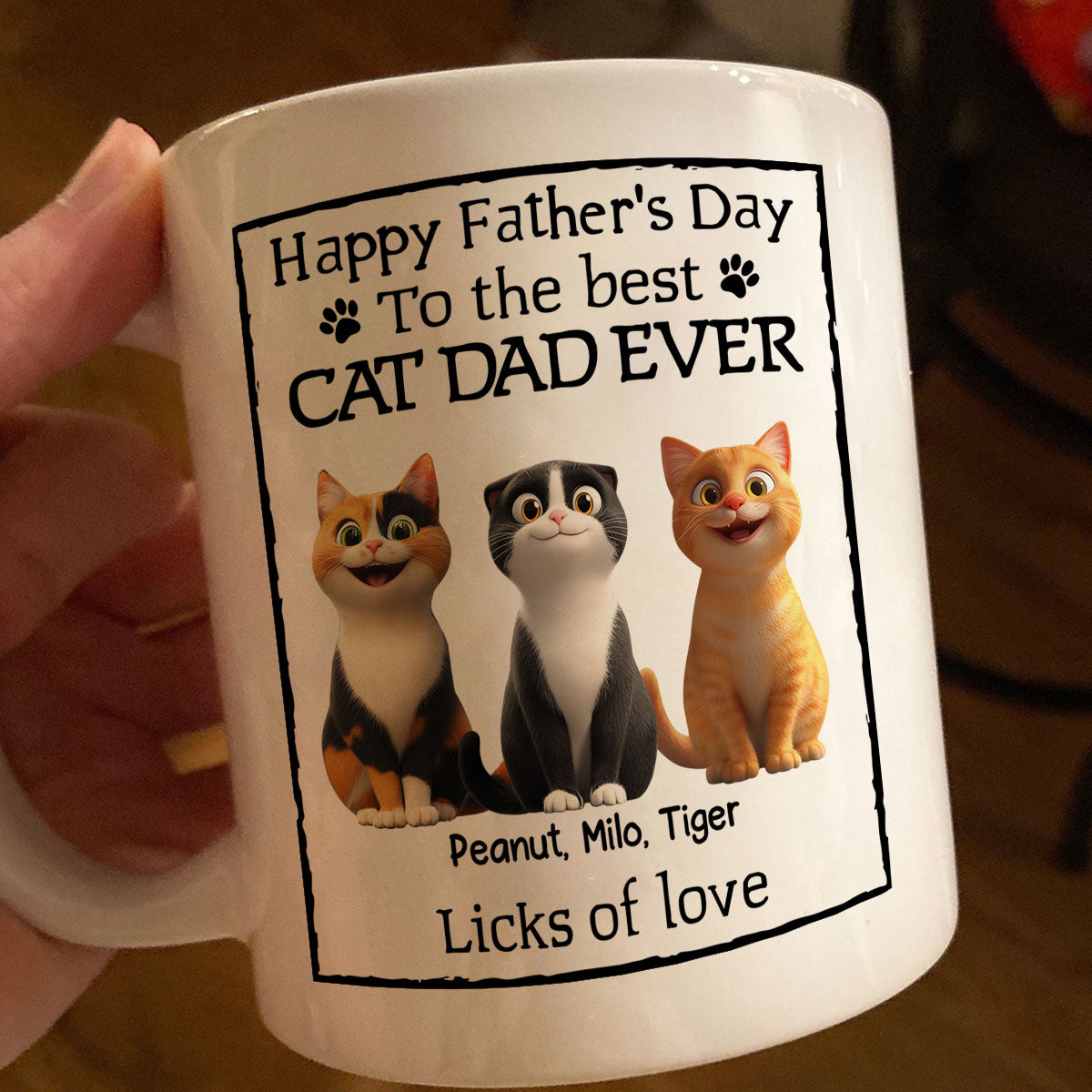 Happy Father's Day Best Cat Dad Cartoon Funny Style Cats Personalized Mug