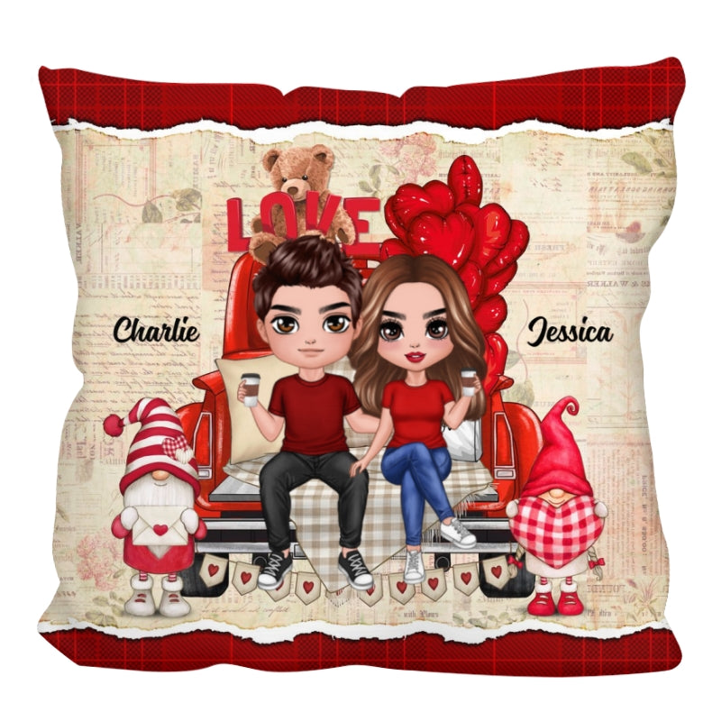 Couple Truck Back View Personalized Pillow