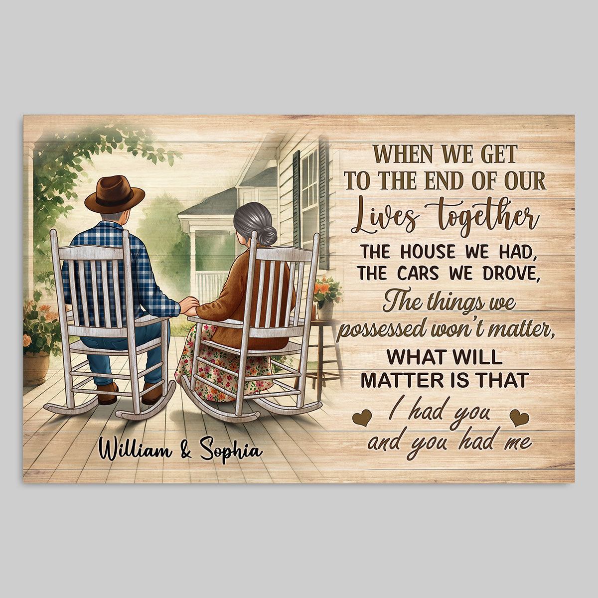 Old Couple Sitting On The Porch Personalized Poster, Heartfelt  Gift For Couple, For Him, For Her, Husband, Wife