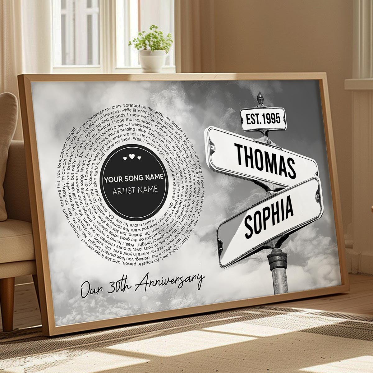 Vintage Crossroads Street Sign Song Lyrics Art Personalized Poster, Anniversary  Gift For Girlfriend Boyfriend Wife Husband