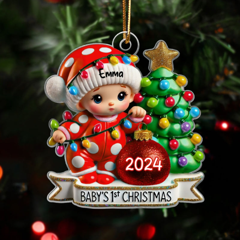 Baby First Christmas 3D Effect Personalized Acrylic Ornament, Baby Boy Girl Gift for Couples, New Parents Keepsake, Gift for Newborn