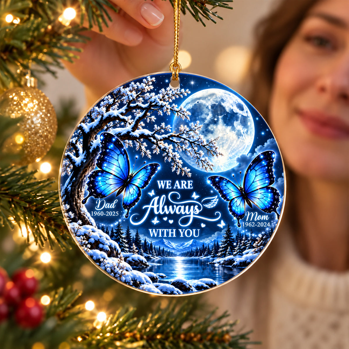 Always With You Butterfly Memorial - Personalized Acrylic Ornament - Heartfelt Sympathy Keepsake for Loved Ones