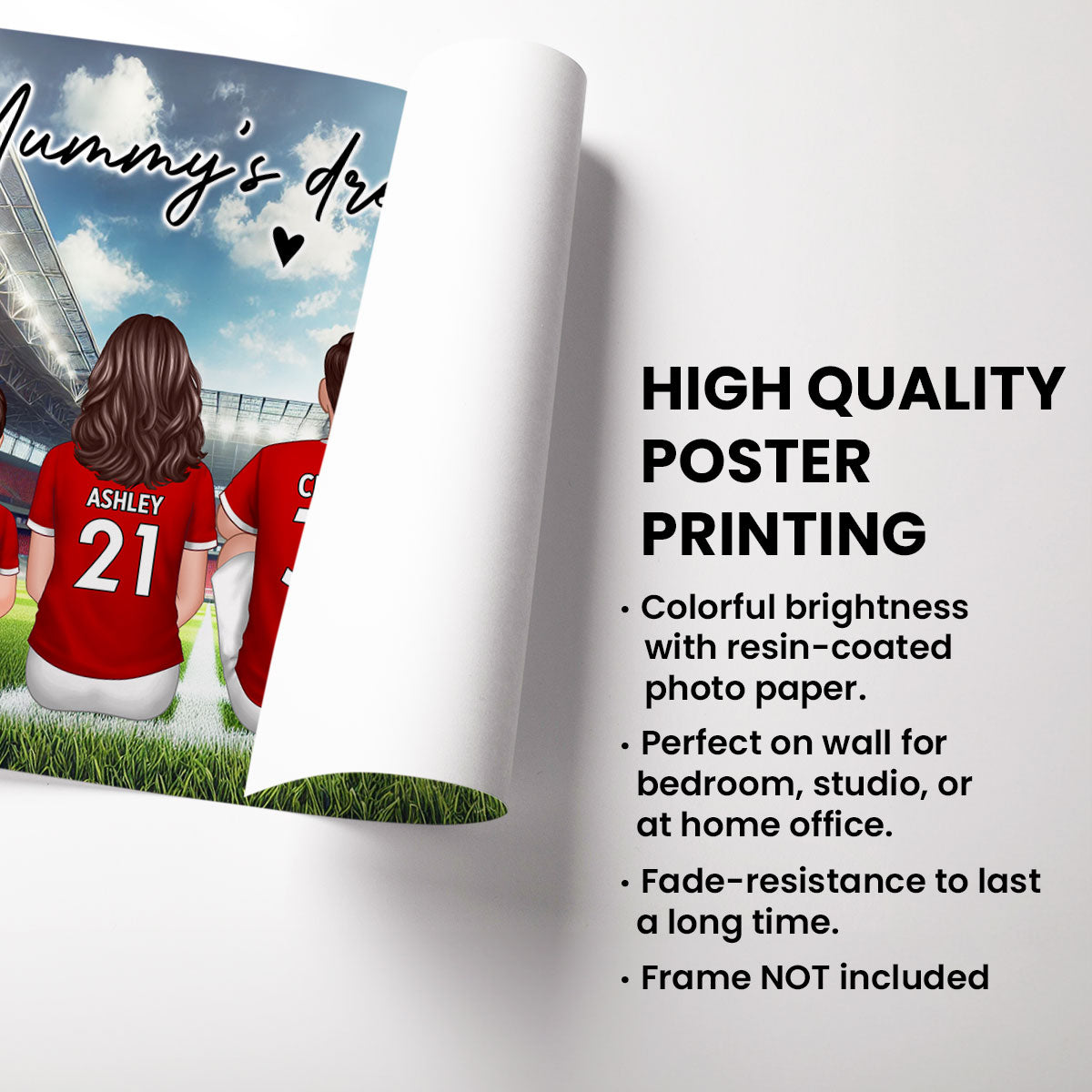 Mummy's Dream Team Football Family Sitting Personalized Poster, Gift for Mum, Wife