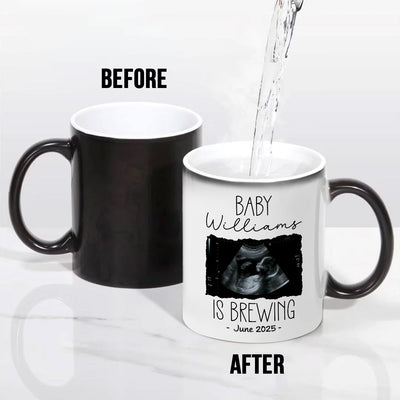 Personalized Baby Announcement Color Changing Mug, Pregnancy Reveal To Grandparents or Aunt and Uncle, to Husband, Baby Coming Soon