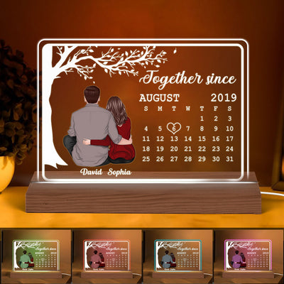 Sitting Hugging Couple Anniversary Calendar Personalized Custom Shape LED Night Light LED Lamp