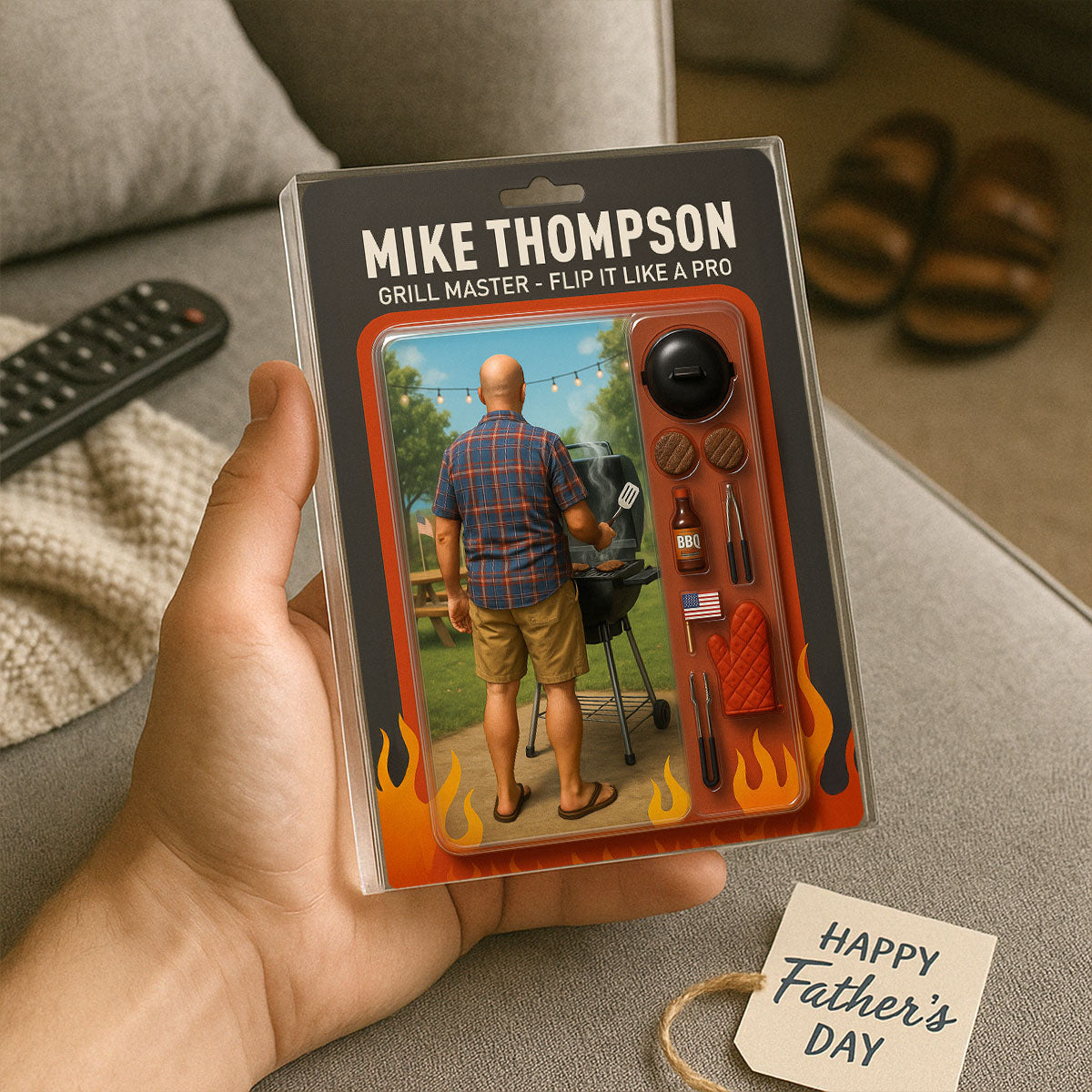 Grilling Master Dad Grandpa Man Realistic Figure Style Personalized Acrylic Block Plaque