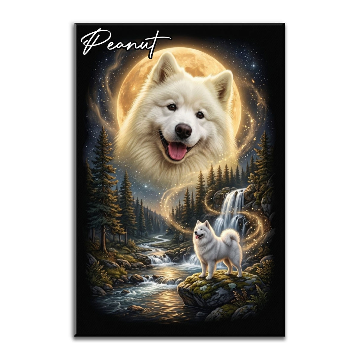 Dog Howling to the Moon - Personalized Canvas - Gift for Dog, Cat Lovers, Pet Memorial Gift