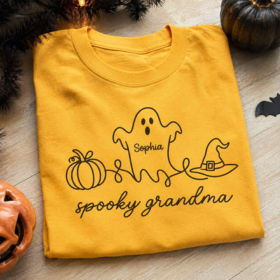 Spooky Grandma Ghost Grandkids Names - Personalized Shirt - Halloween Gift For Grandma
