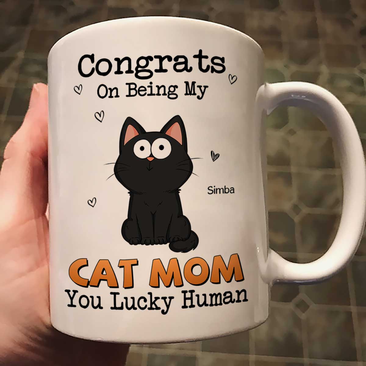 Congrats On Being My Cat Mom Dad Funny Cat Expression Personalized Mug