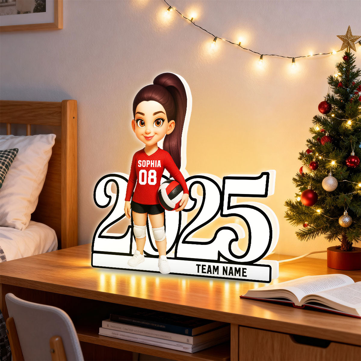Christmas Volleyball Player - Personalized Light Box - Gift For Volleyball Lovers, School Volleyball Team