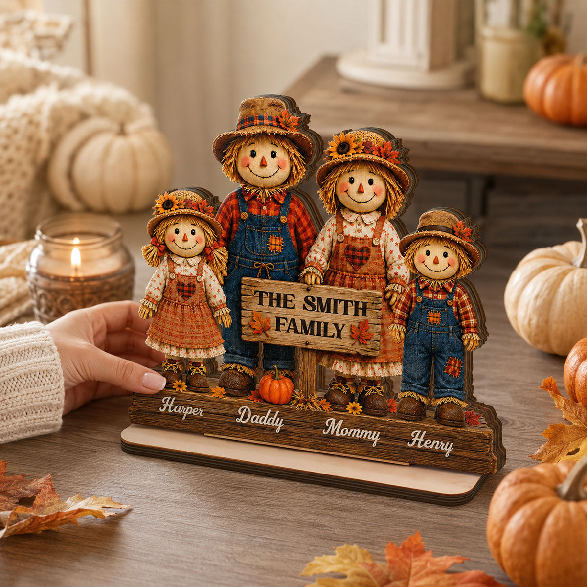 Scarecrow Family Fall Season 2D Flat - Personalized Standing
