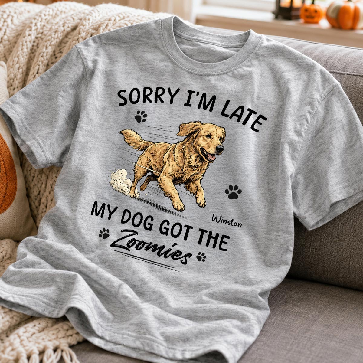 Sorry I'm Late My Dog Got The Zoomies Custom Pet Photo - Personalized Shirt - Funny Gift For Dog Lover