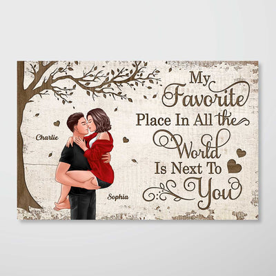 Favorite Place In The World Couple Kissing Passionate Personalized Poster, Perfect Anniversary Gift For Him, For Her