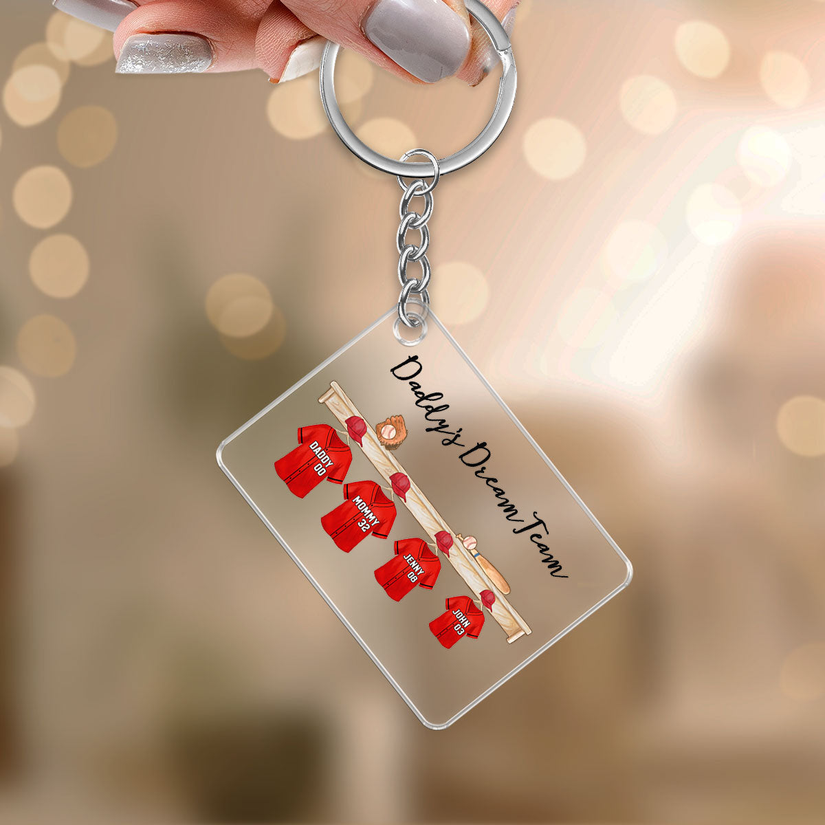 Daddy's Baseball Team Personalized Acrylic Keychain