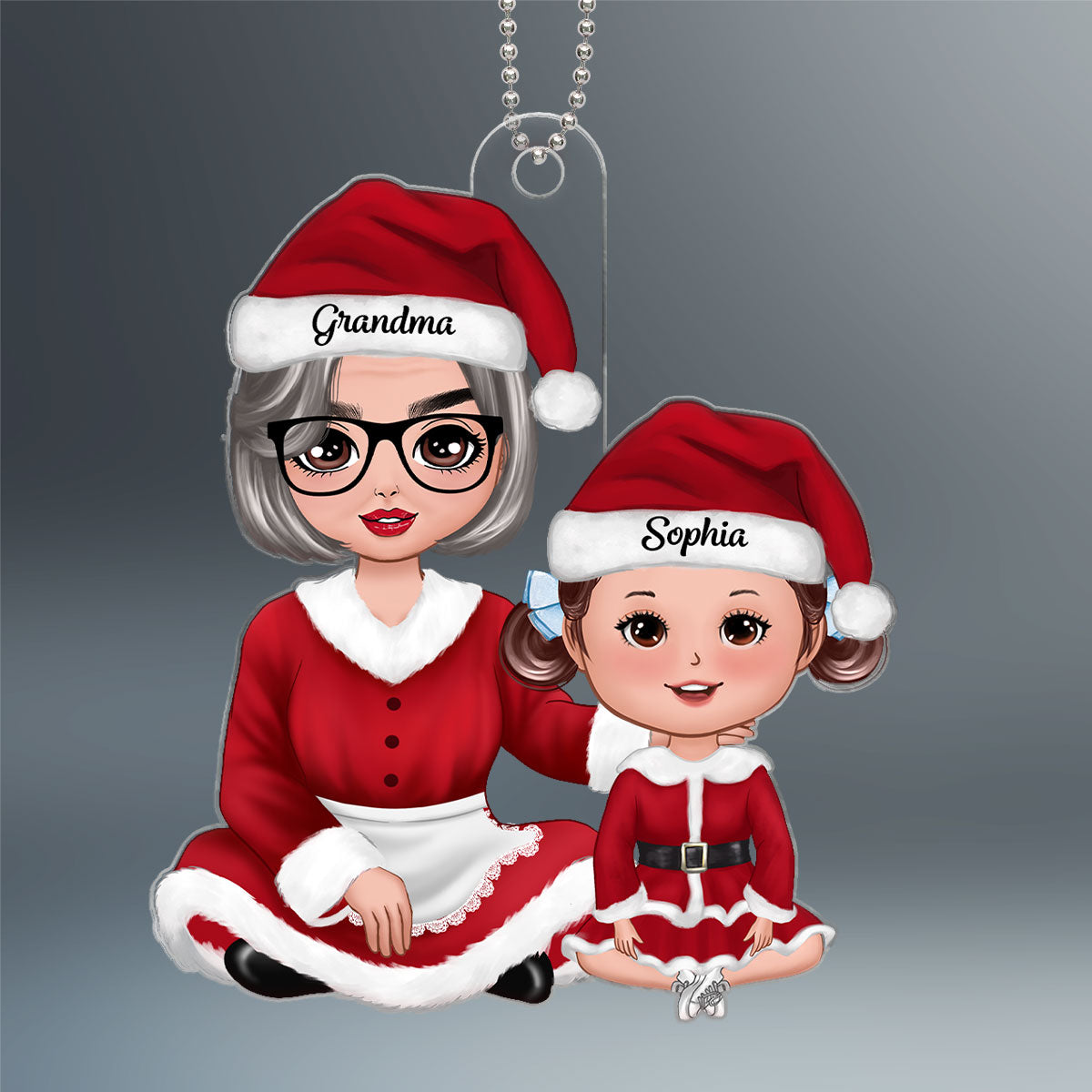 Christmas Doll Grandma Claus Gift For Granddaughter Grandson Personalized Acrylic Ornament