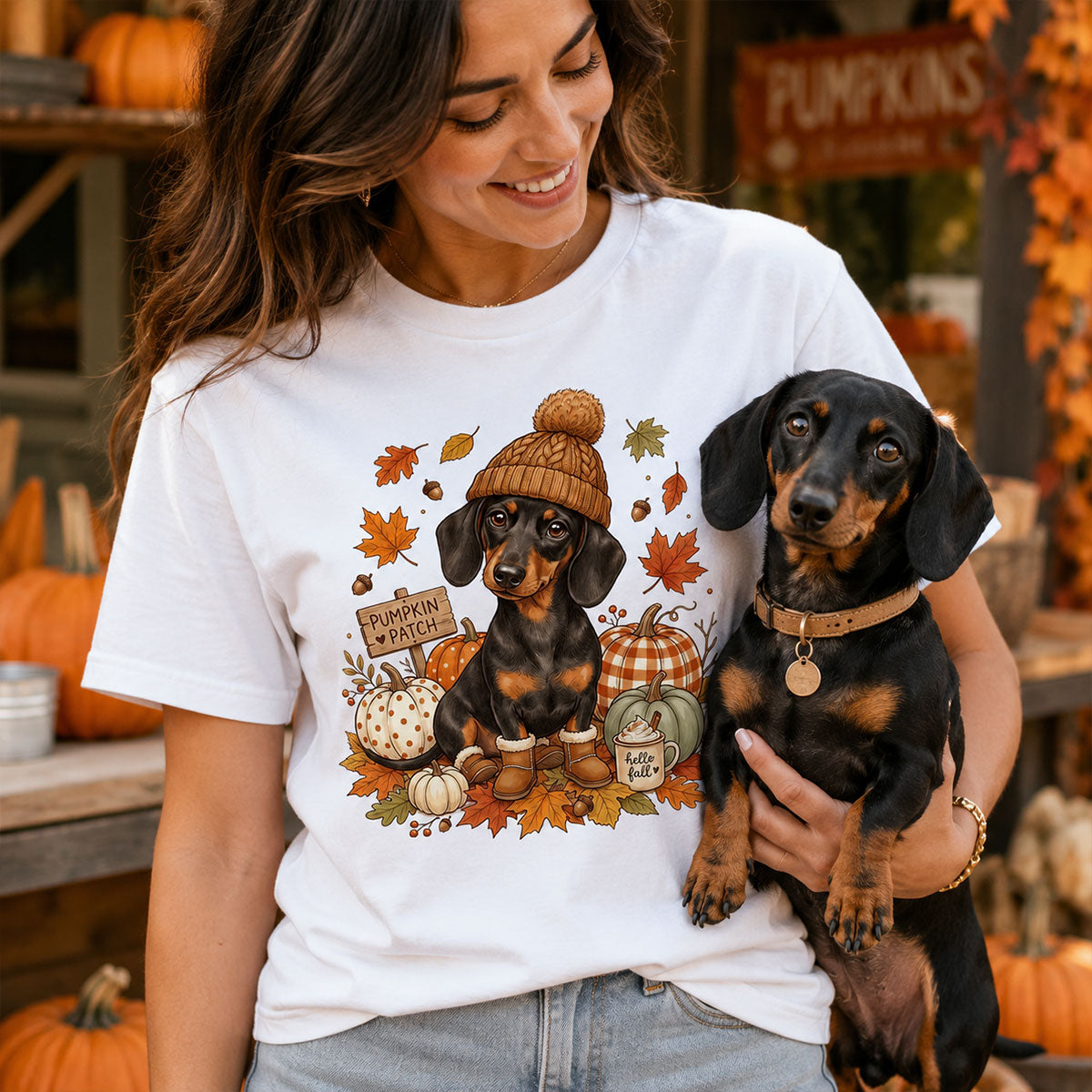 Custom Dog Photo Pumpkin Patch - Personalized Shirt - Fall Gift for Dog Moms, Cat Moms, Pet Lovers