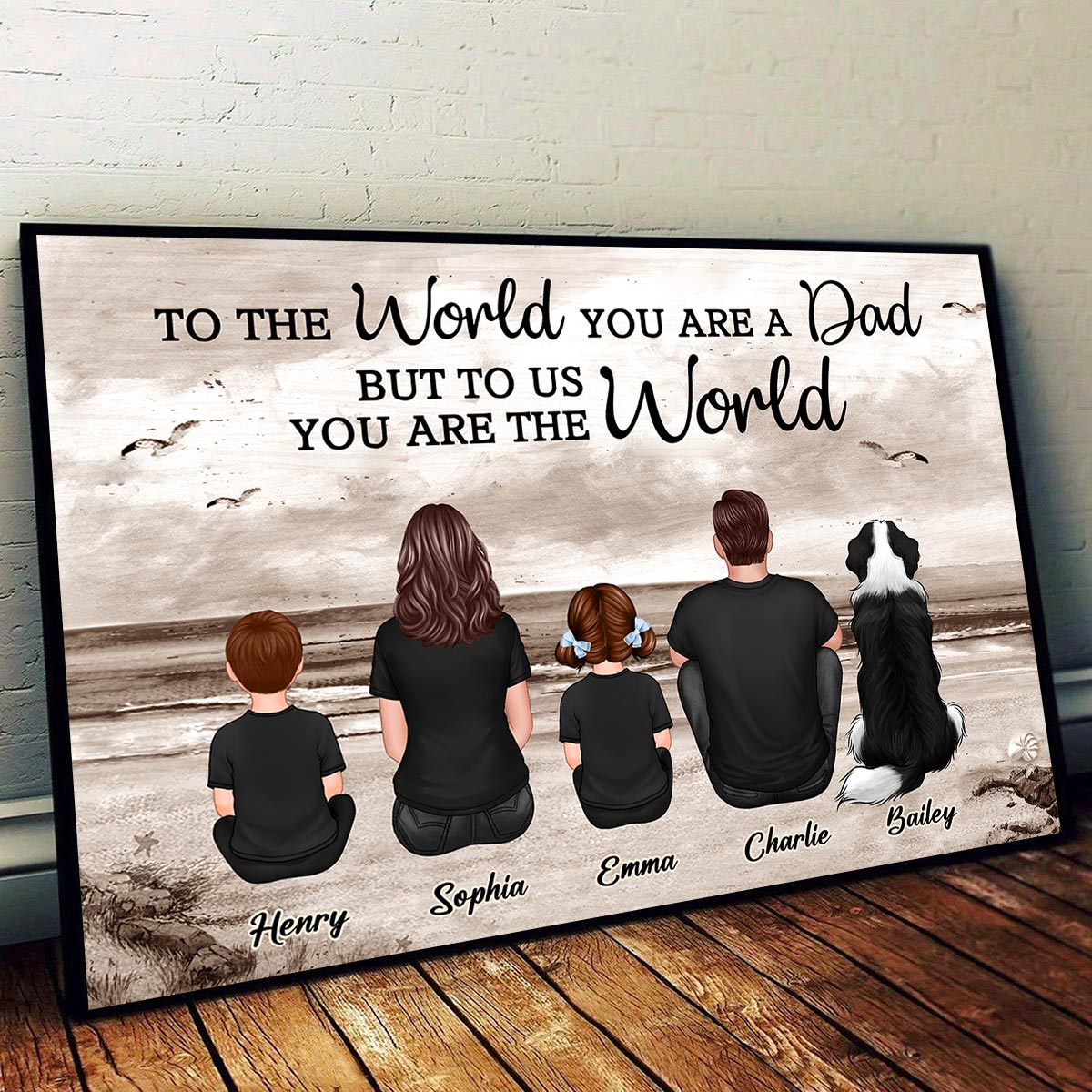 Custom Family Retro Vintage Beach Landscape Poster, Gift For Husband, Dad, Grandpa