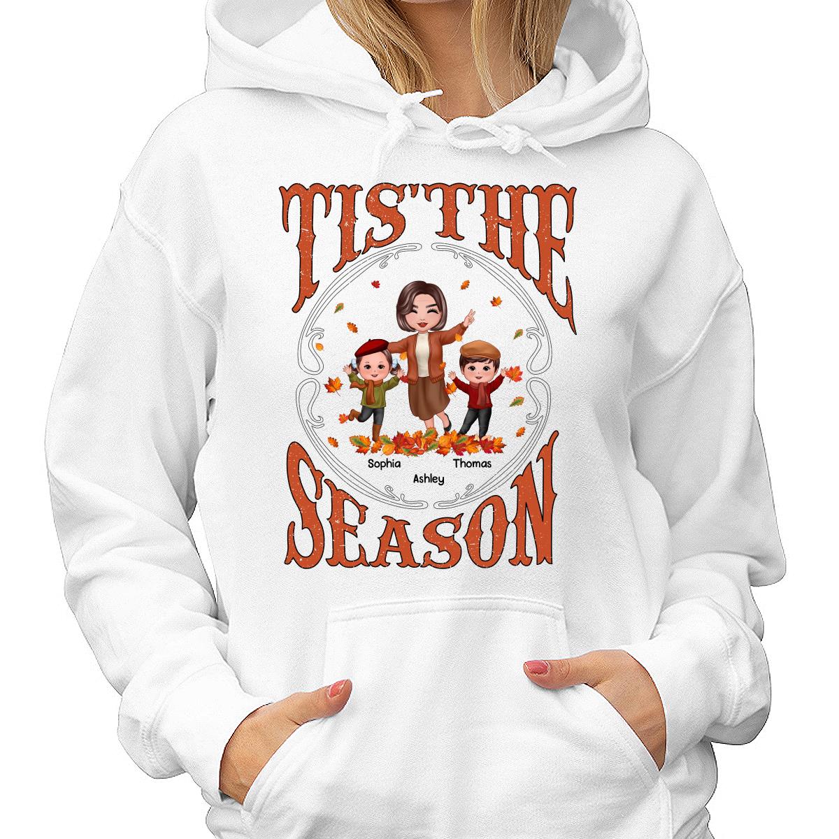 Tis' The Season Happy Grandma & Grandkids Fall Season Personalized Shirt