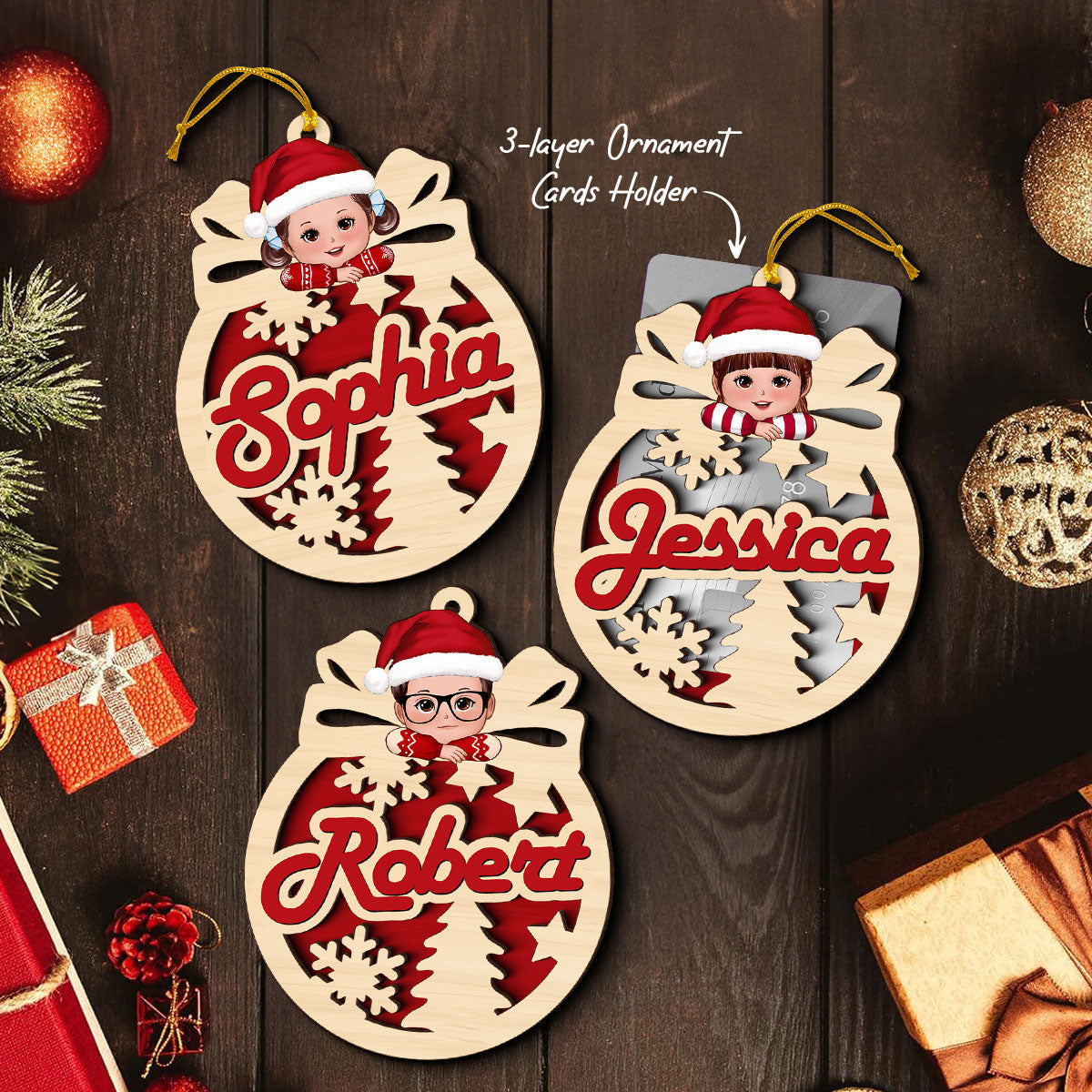 Christmas Money Gift Cards Letters Holder Ornament, Christmas Personalized Ornament, Christmas Gift For Kids