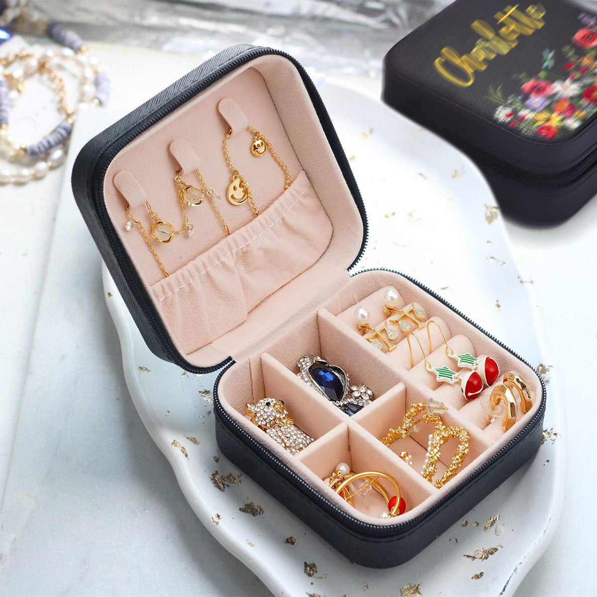 Woman Wild Flower Personalized Jewelry Box, Birthday Gift, Gift For Grandma, Besties, Sisters, Daughters