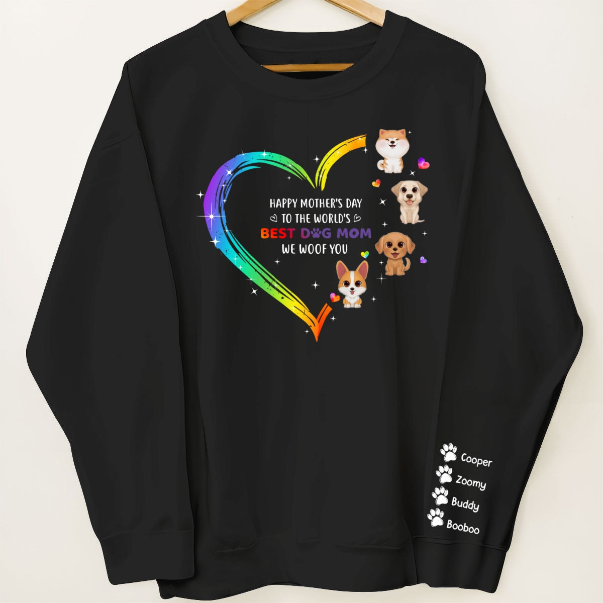Happy Mother's Day To The World's Best Dog Mom Personalized Sleeve Printed Sweatshirt
