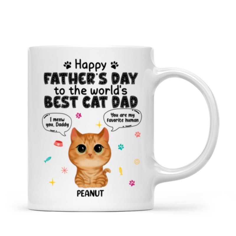 Watercolor Cute Cats Happy Father‘s Day Cat Dad Personalized Mug