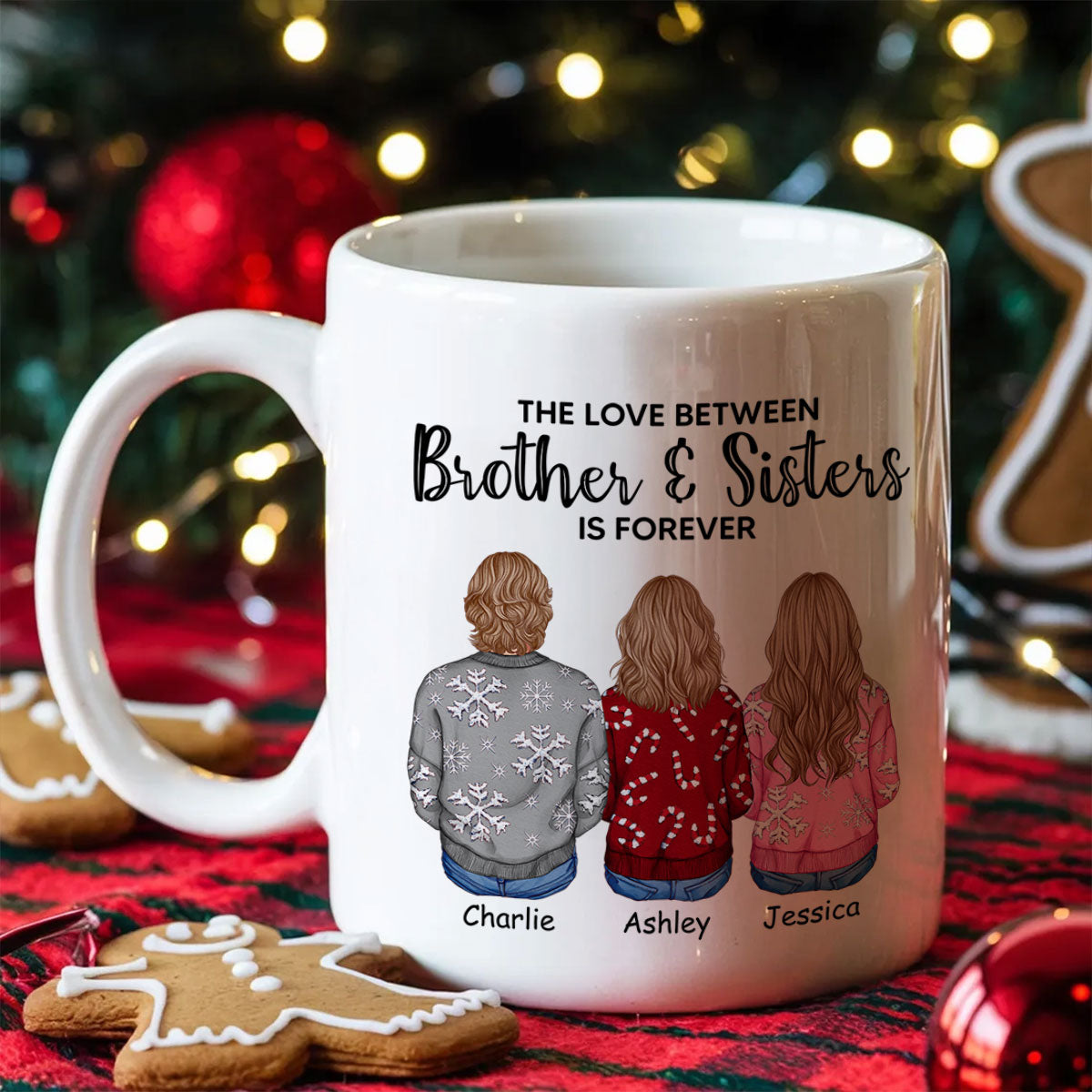 Personalized Siblings Christmas Mug, Personalized Brothers and Sisters Ornament, Siblings Gift