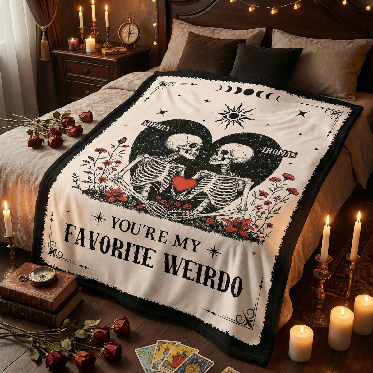 Skull Couple You're My Weirdo Gothic Quirky - Personalized Blanket - Unique Valentine's Day Gift, Anniversary Gift For Couple, For Him, For Her