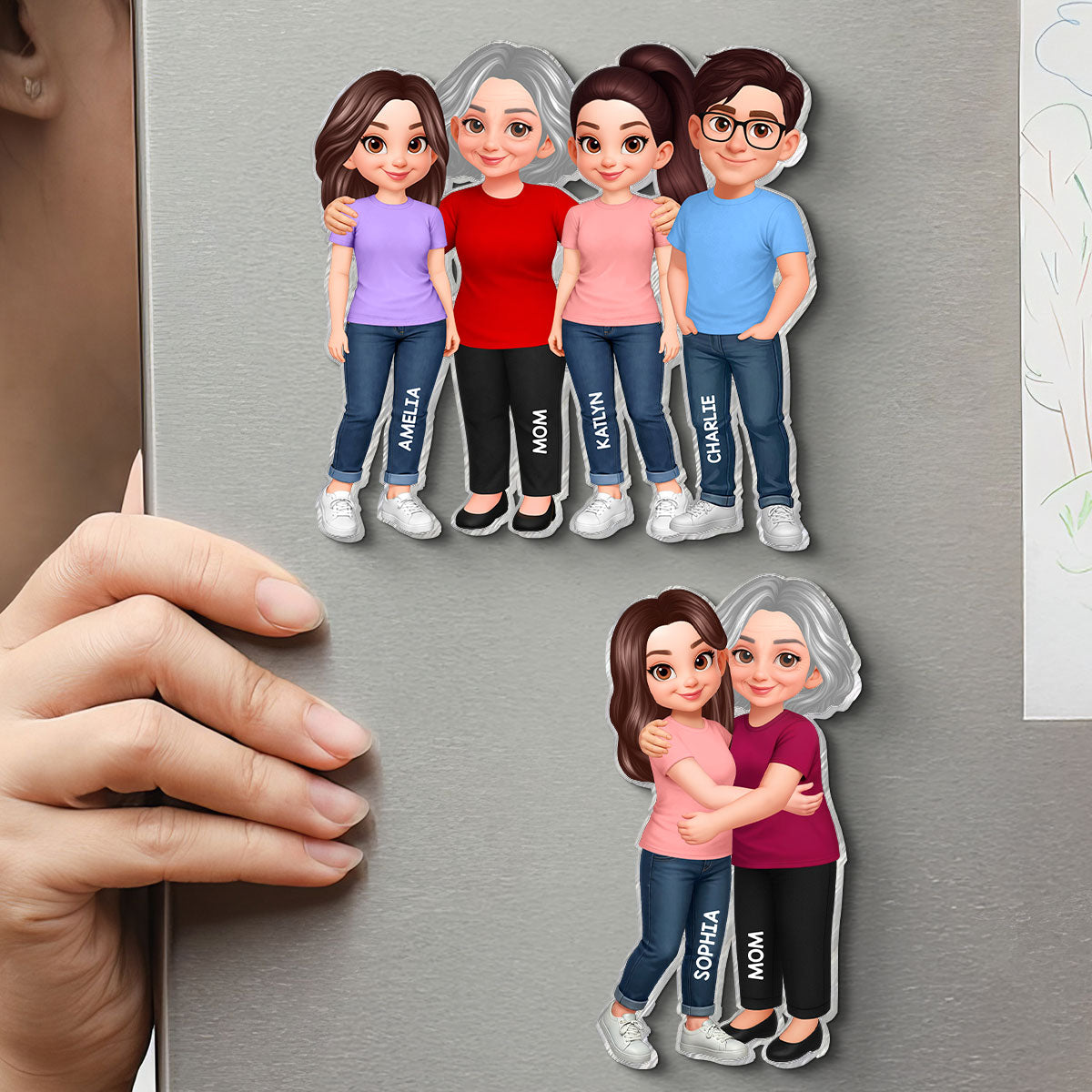 Mom Daughter Son Forever Love - Personalized Acrylic Fridge Magnet - Mother's Day Gift For Mom, Gift For Son, Daughter