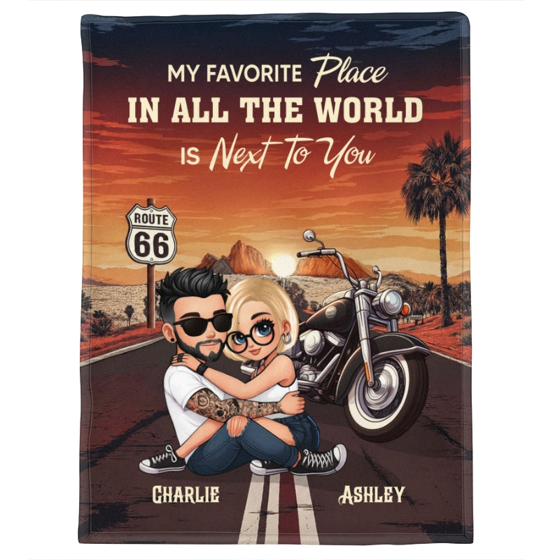 Bikers Couple Riding Partners for Life - Personalized Fleece Blanket - Gift for Him, Gift for Her